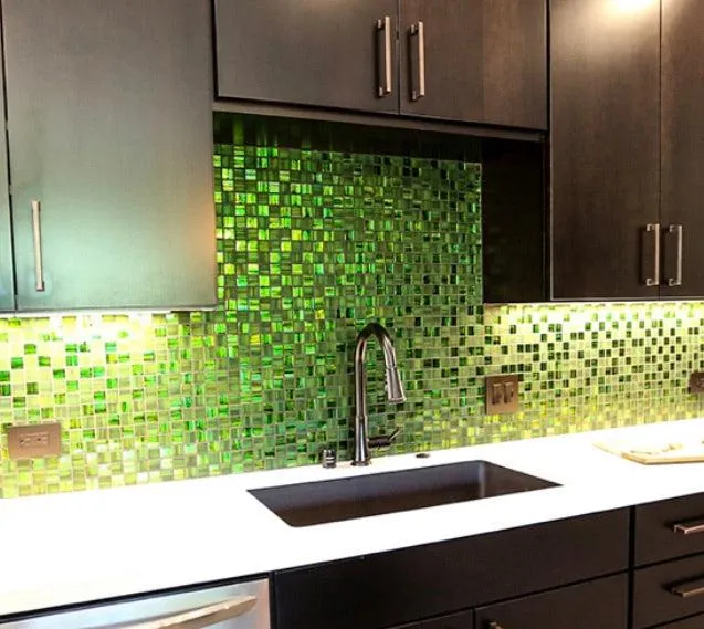 Emerald Green Foil And Frosted Square Mosaic Tile