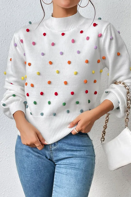 Endlessly Cozy Colorful Dots Long Sleeve Sweater - 5 Colors