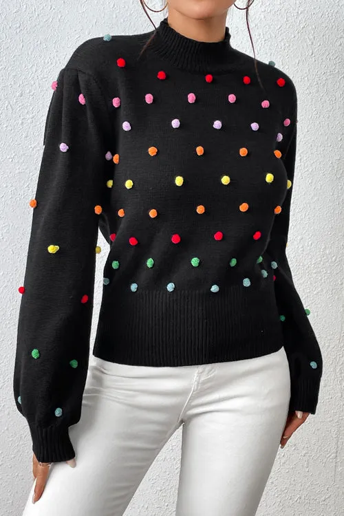 Endlessly Cozy Colorful Dots Long Sleeve Sweater - 5 Colors