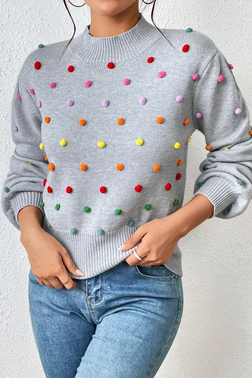 Endlessly Cozy Colorful Dots Long Sleeve Sweater - 5 Colors