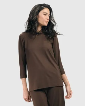 Essential Mockneck Top, Coffee