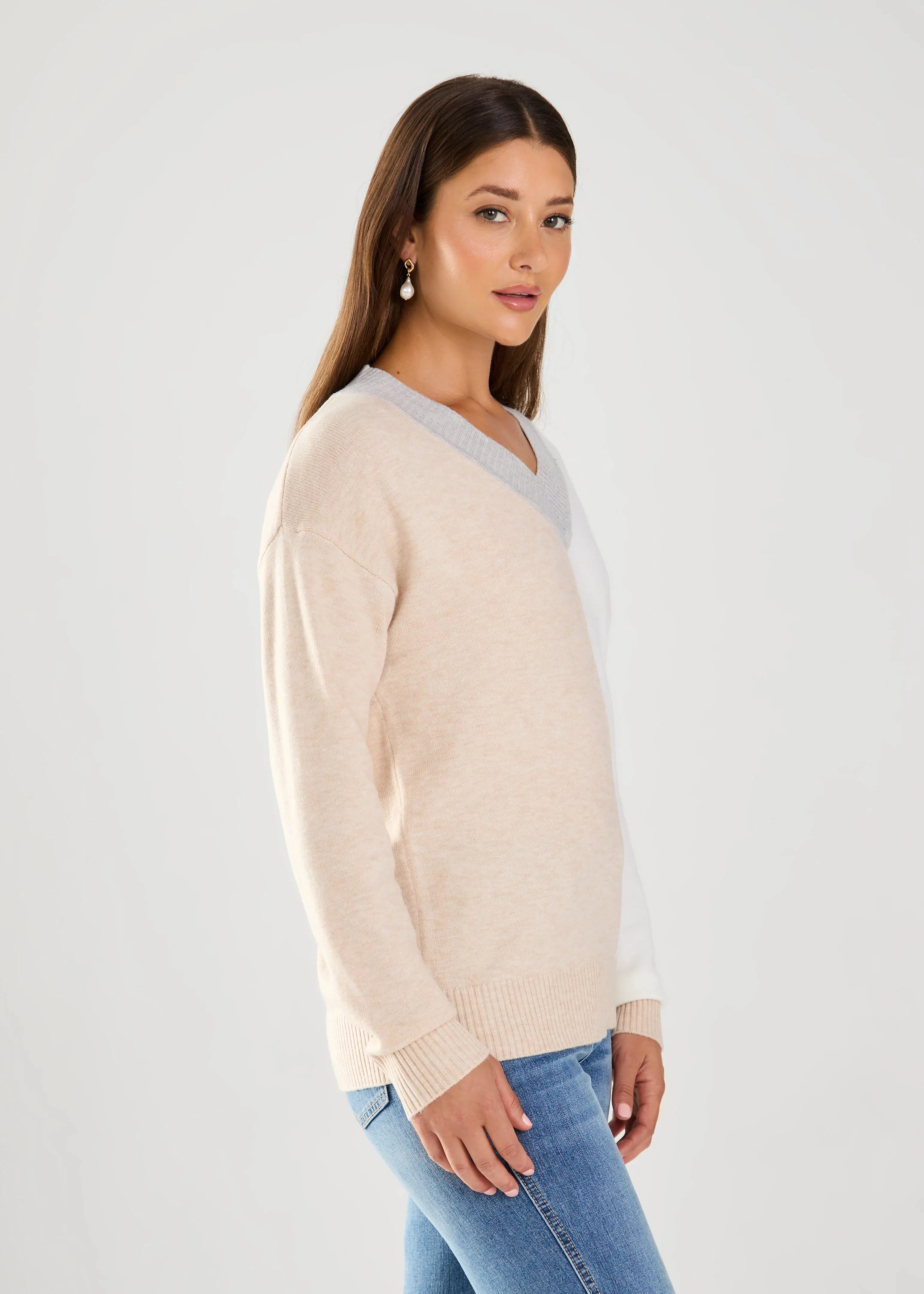 FDJ Long-Sleeve Color Block Sweater