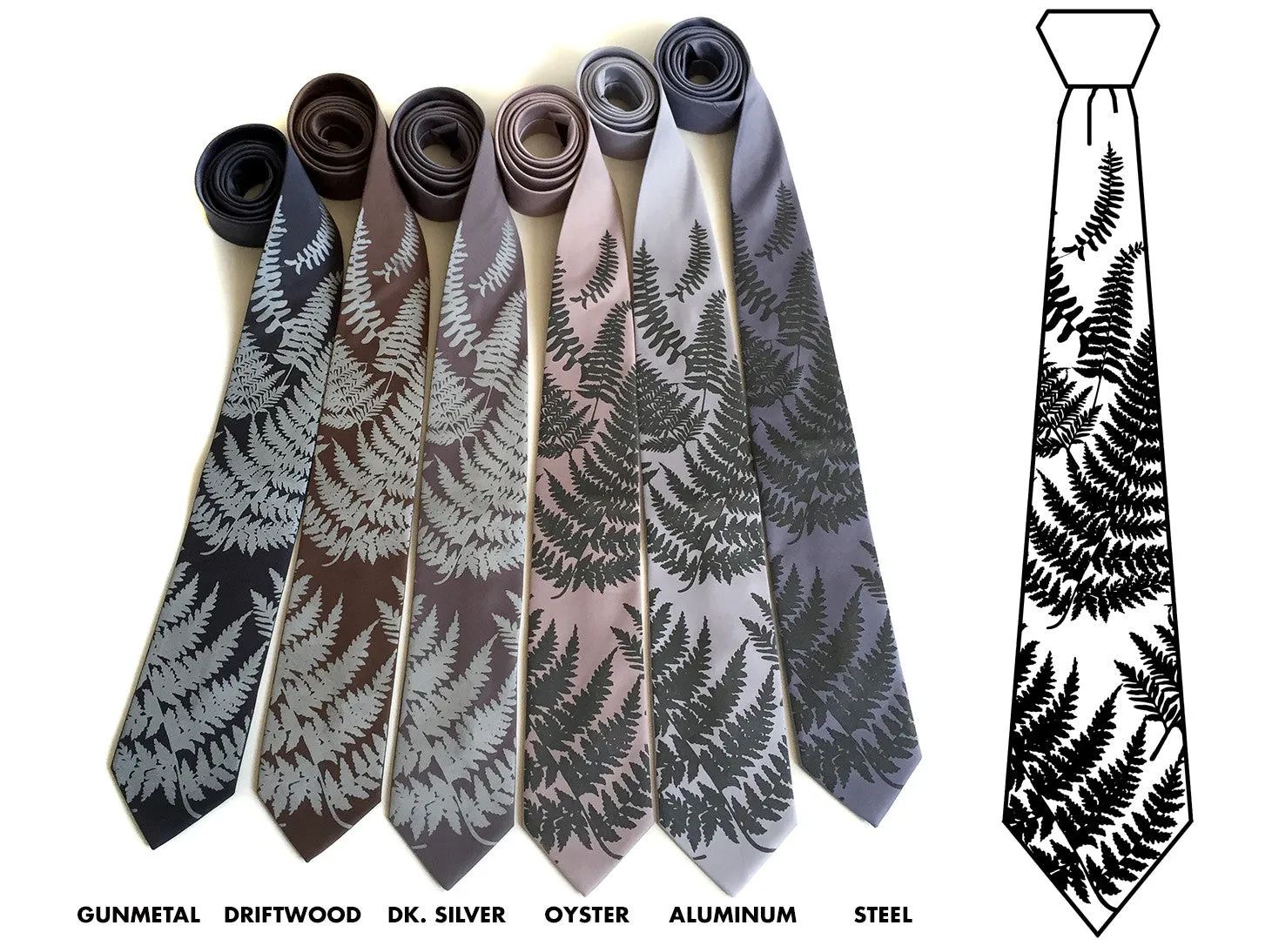 Fern Necktie. Leaf Print Tie