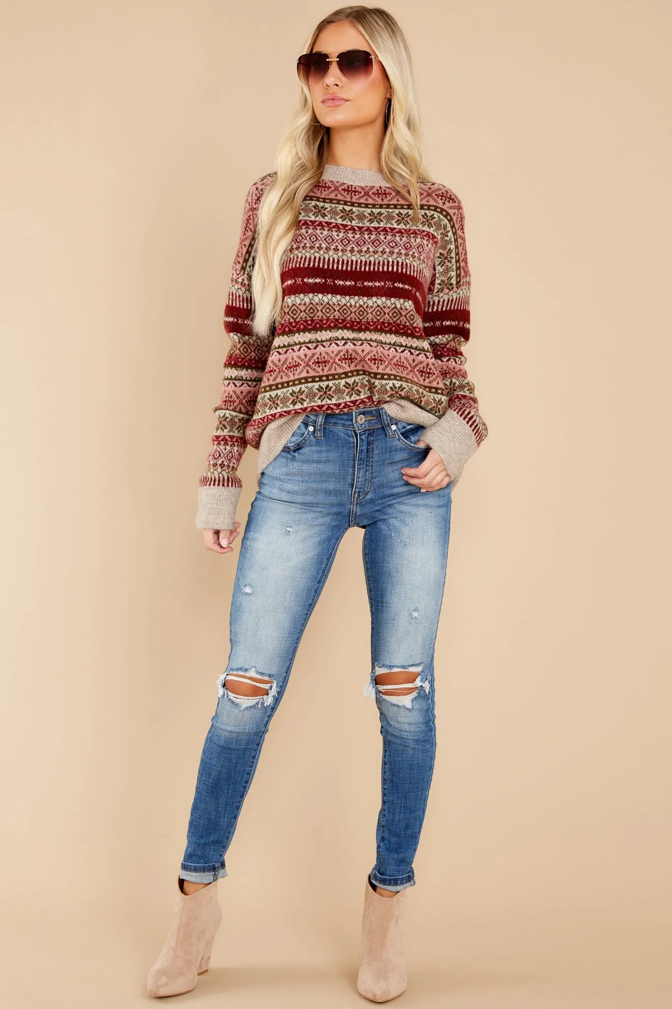 Festive Spirit Red Multi Knit Sweater