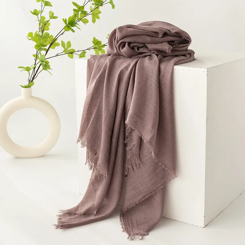 FH24-5559 Cotton and linen scarf for women in spring and autumn hijab  plain hijab  hijab/tudung