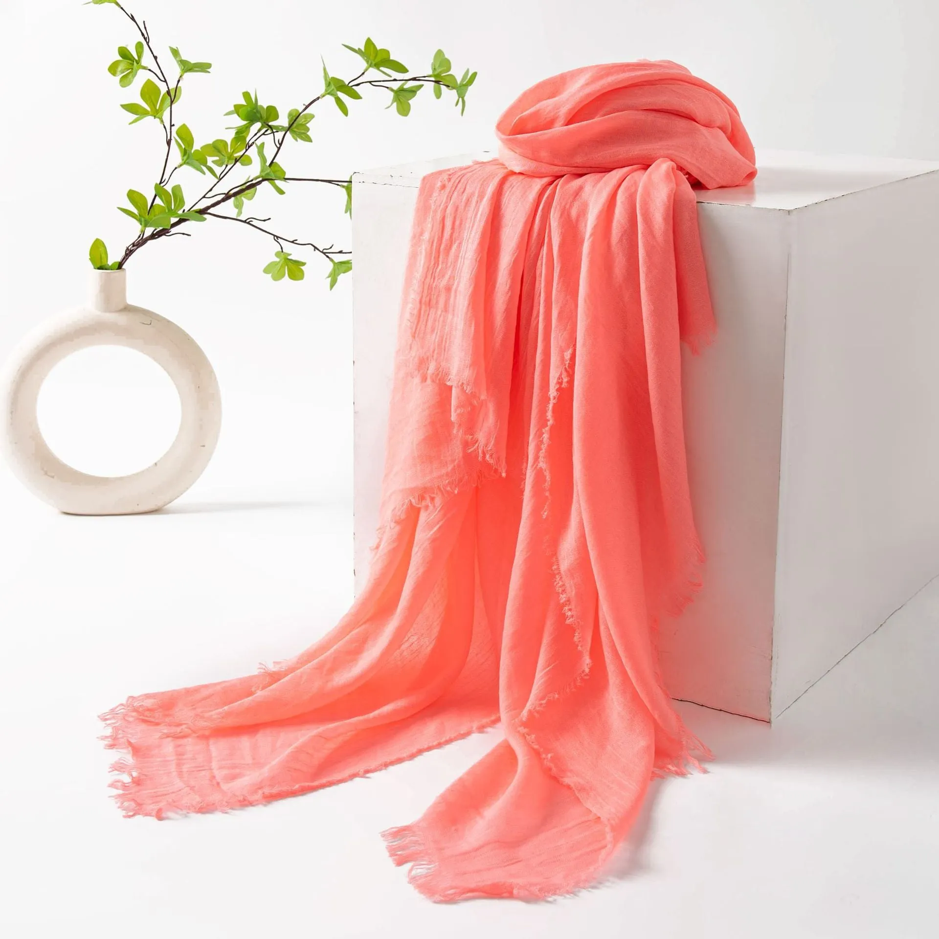 FH24-5559 Cotton and linen scarf for women in spring and autumn hijab  plain hijab  hijab/tudung