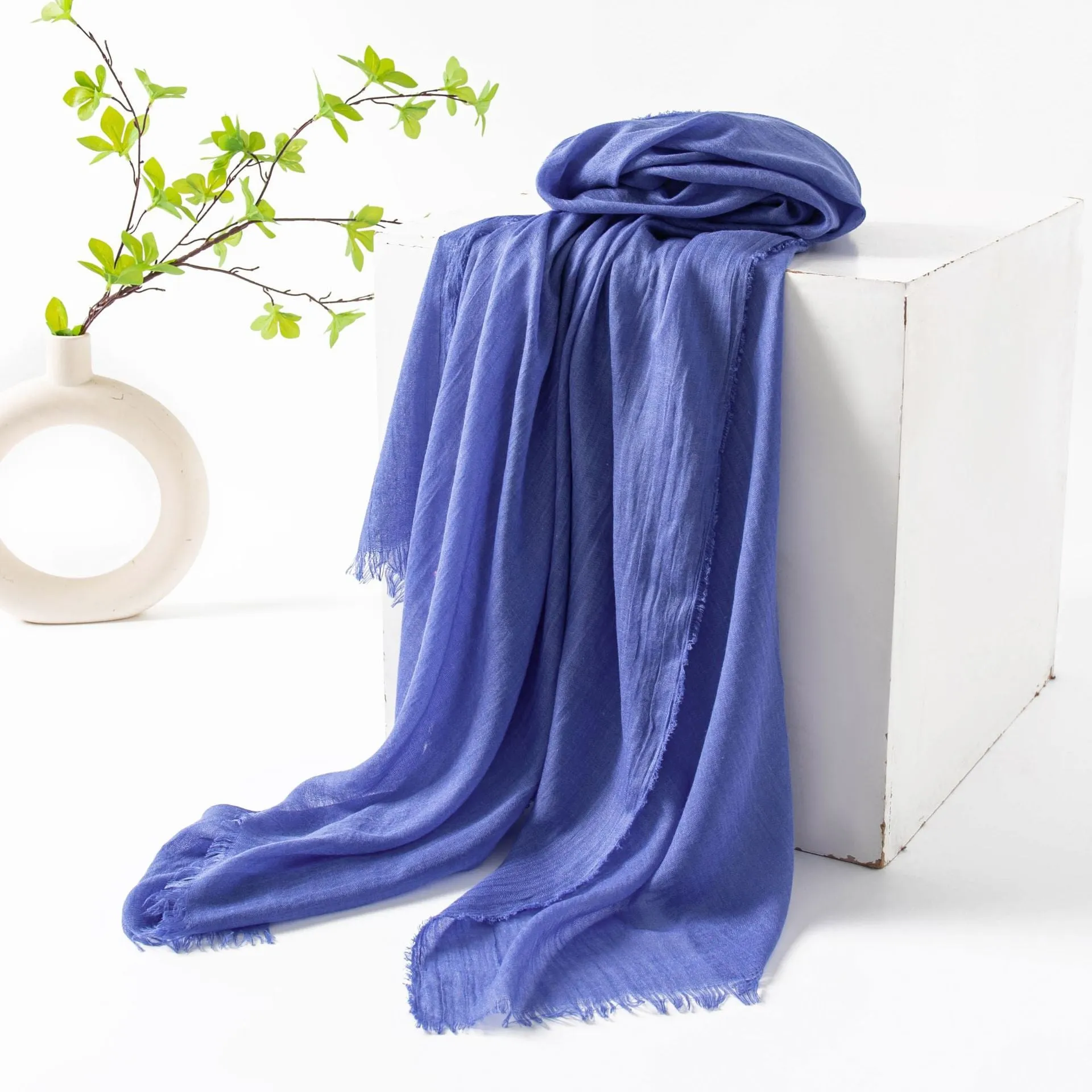 FH24-5559 Cotton and linen scarf for women in spring and autumn hijab  plain hijab  hijab/tudung