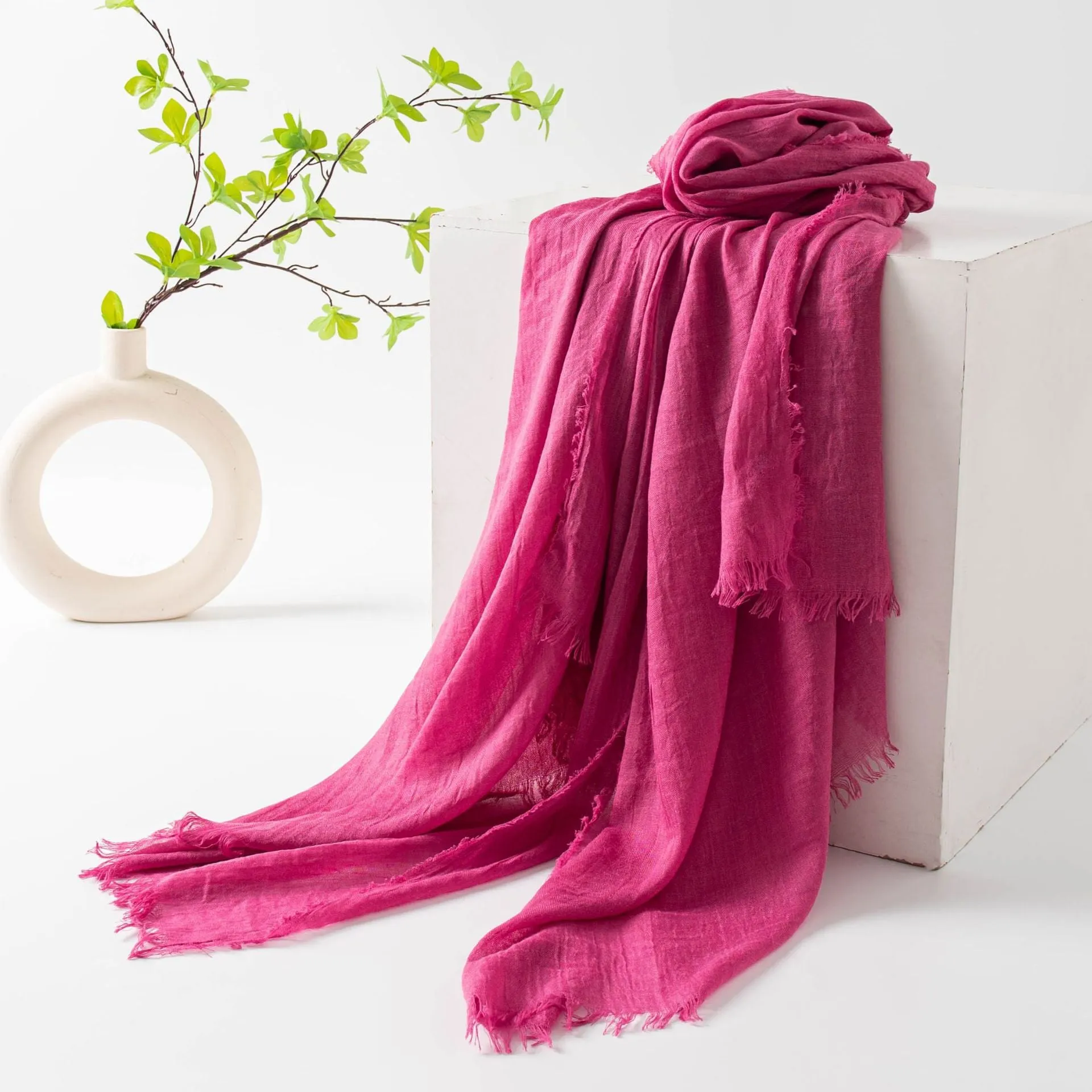 FH24-5559 Cotton and linen scarf for women in spring and autumn hijab  plain hijab  hijab/tudung