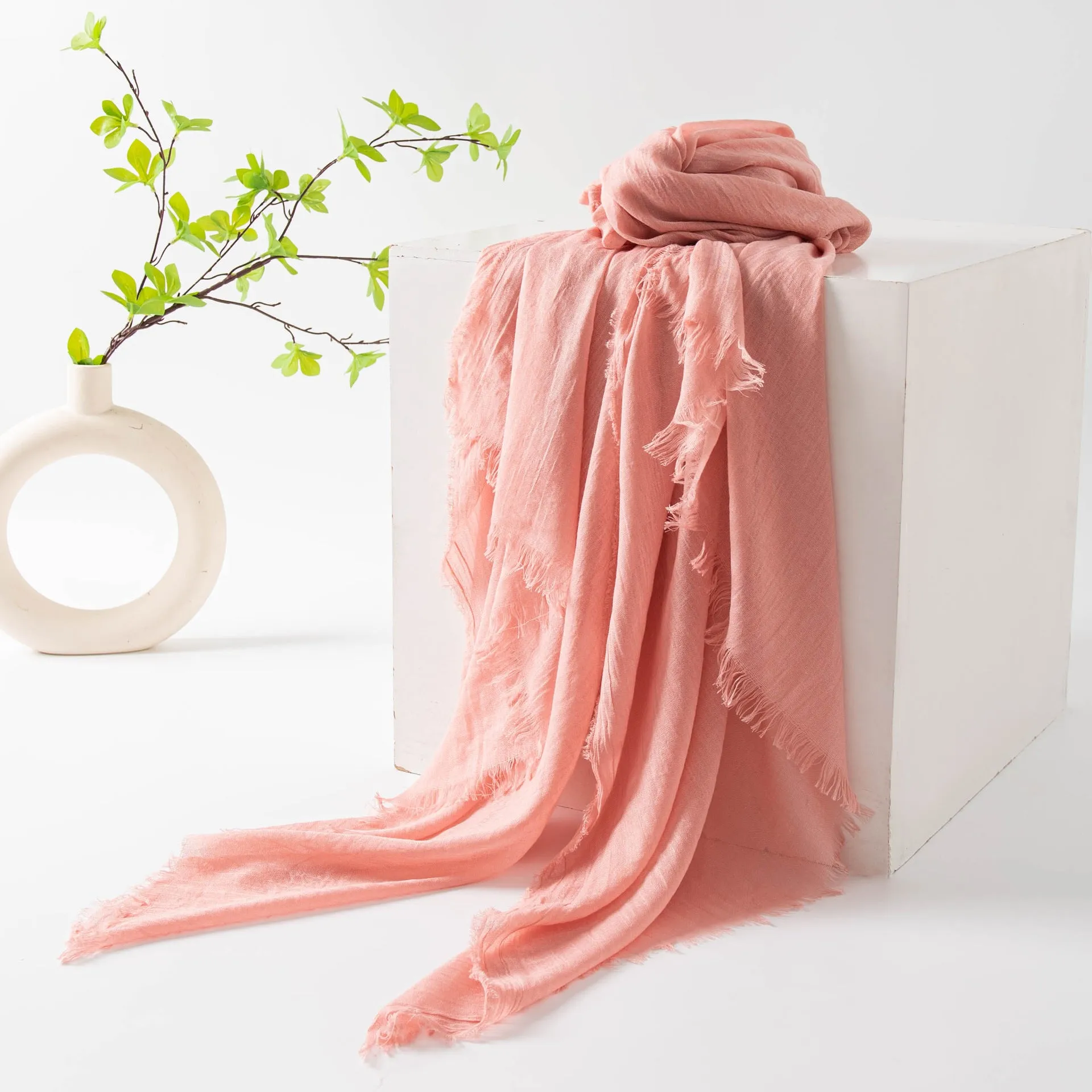 FH24-5559 Cotton and linen scarf for women in spring and autumn hijab  plain hijab  hijab/tudung