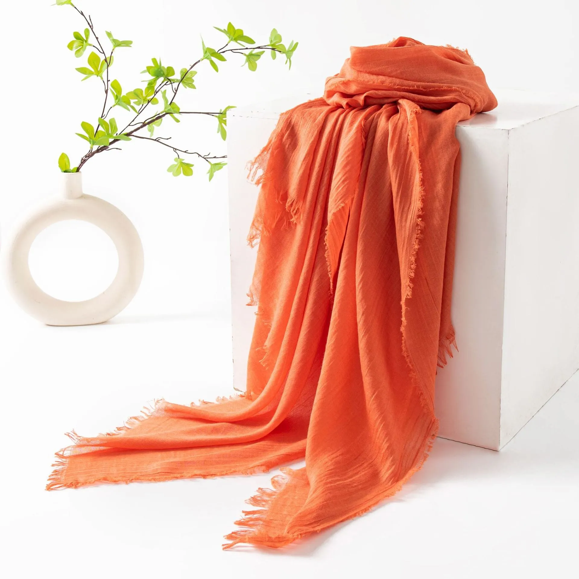 FH24-5559 Cotton and linen scarf for women in spring and autumn hijab  plain hijab  hijab/tudung