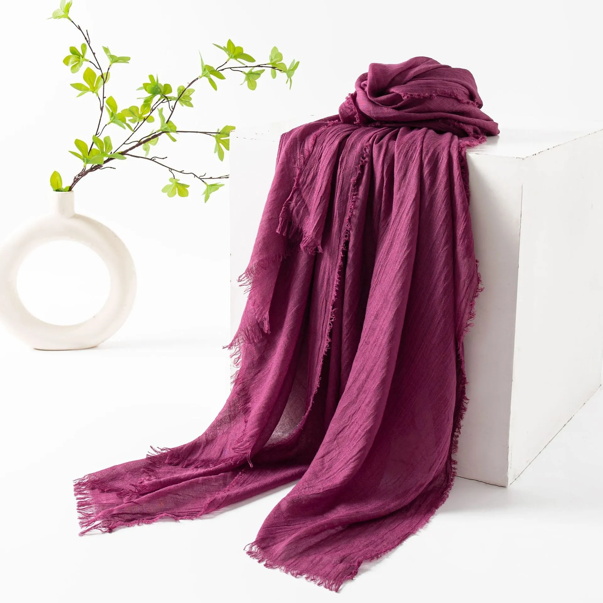 FH24-5559 Cotton and linen scarf for women in spring and autumn hijab  plain hijab  hijab/tudung