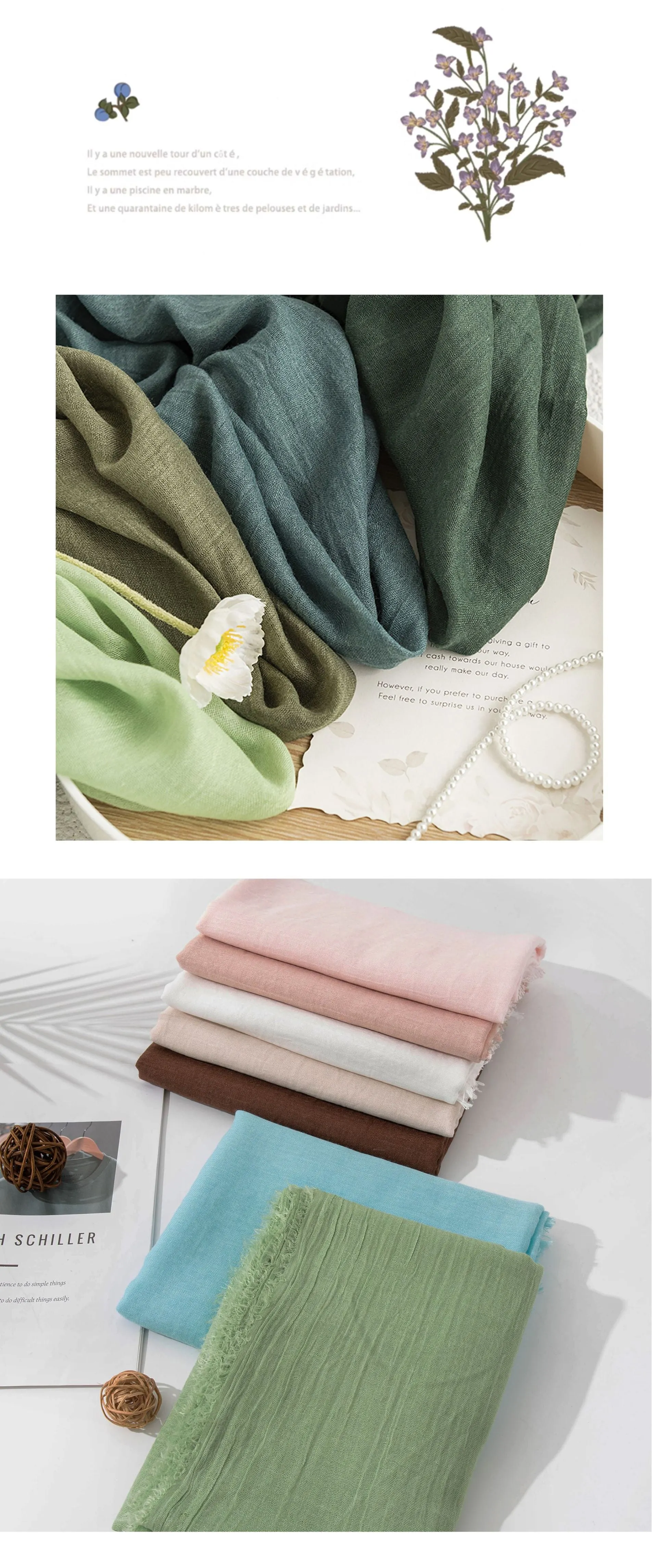 FH24-5559 Cotton and linen scarf for women in spring and autumn hijab  plain hijab  hijab/tudung