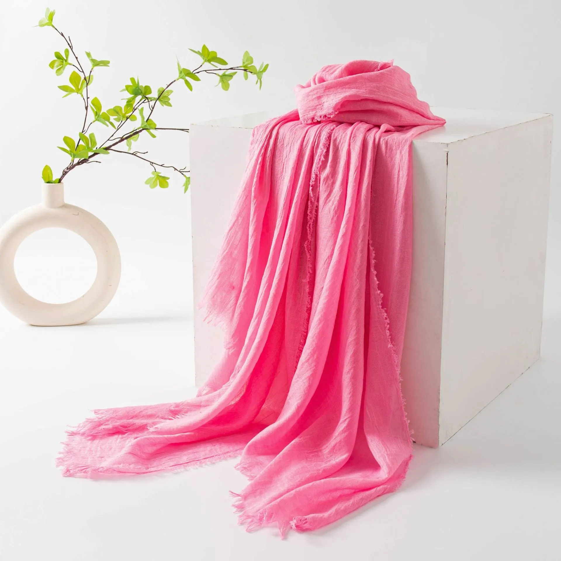 FH24-5559 Cotton and linen scarf for women in spring and autumn hijab  plain hijab  hijab/tudung