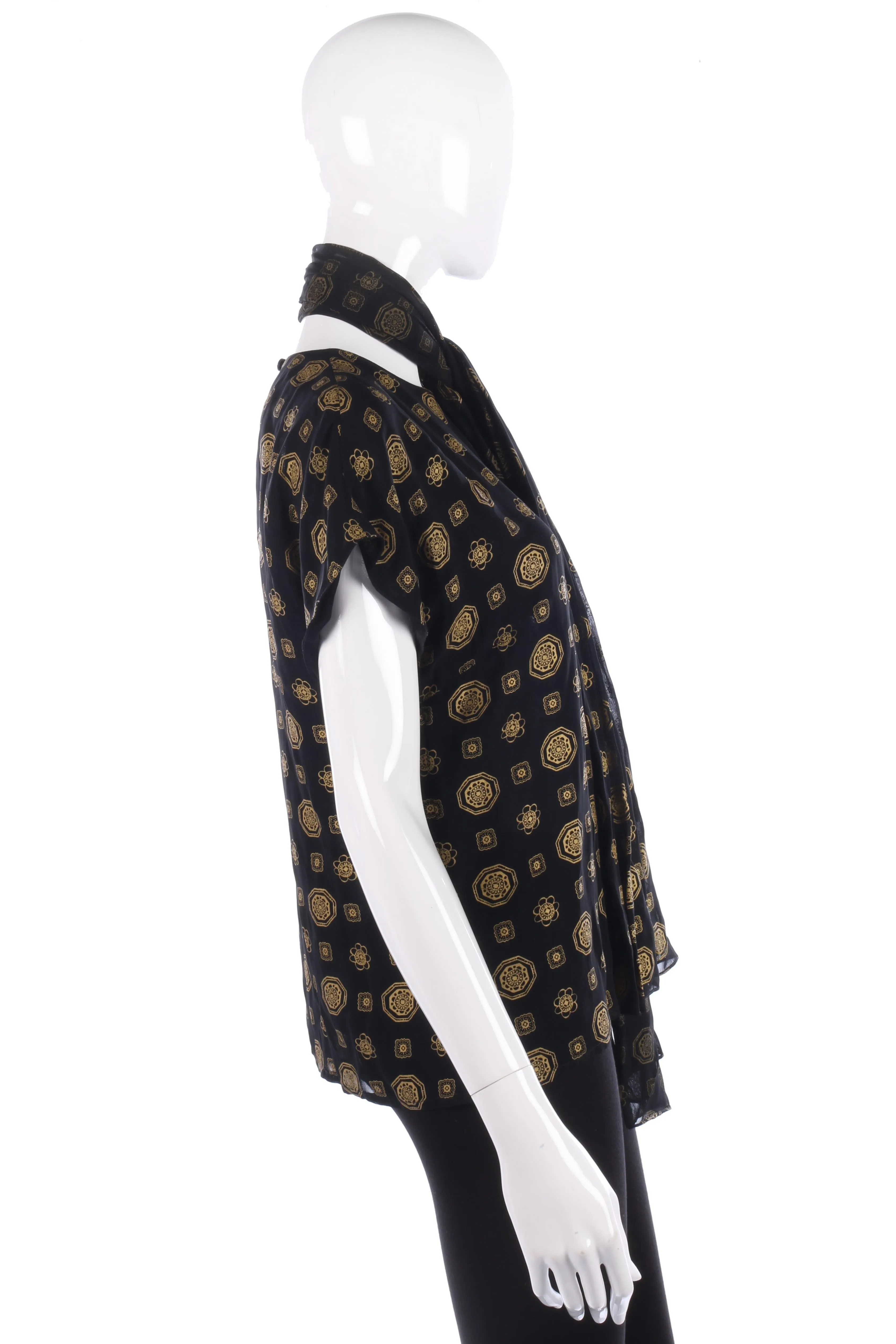 Fink Model Fabulous Vintage Top and Scarf Black and Gold UK Size 12