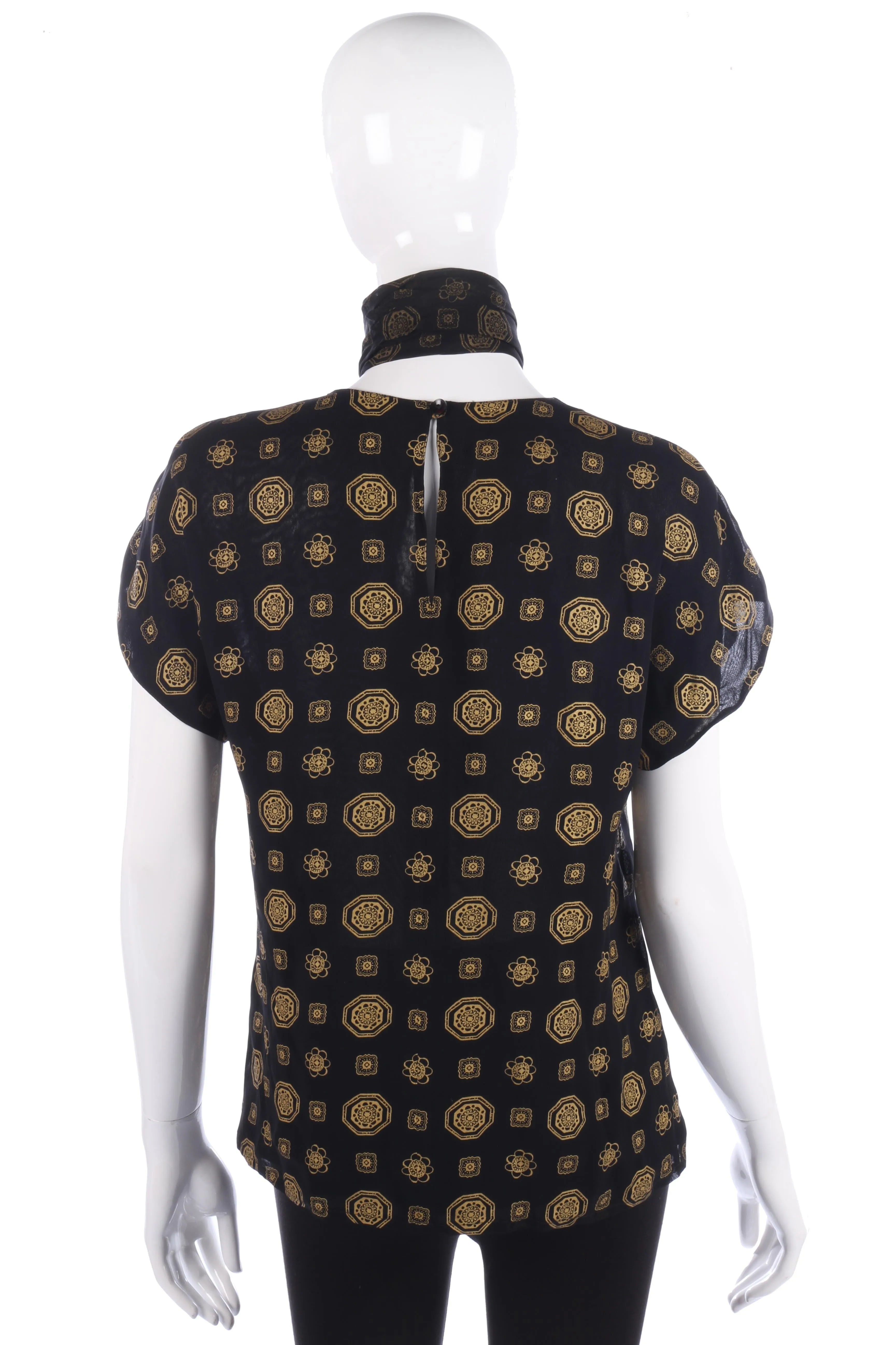 Fink Model Fabulous Vintage Top and Scarf Black and Gold UK Size 12