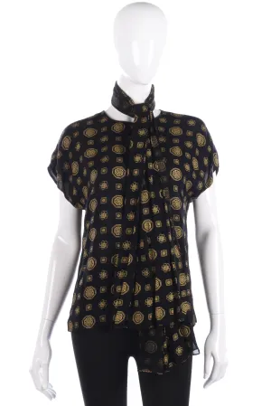 Fink Model Fabulous Vintage Top and Scarf Black and Gold UK Size 12