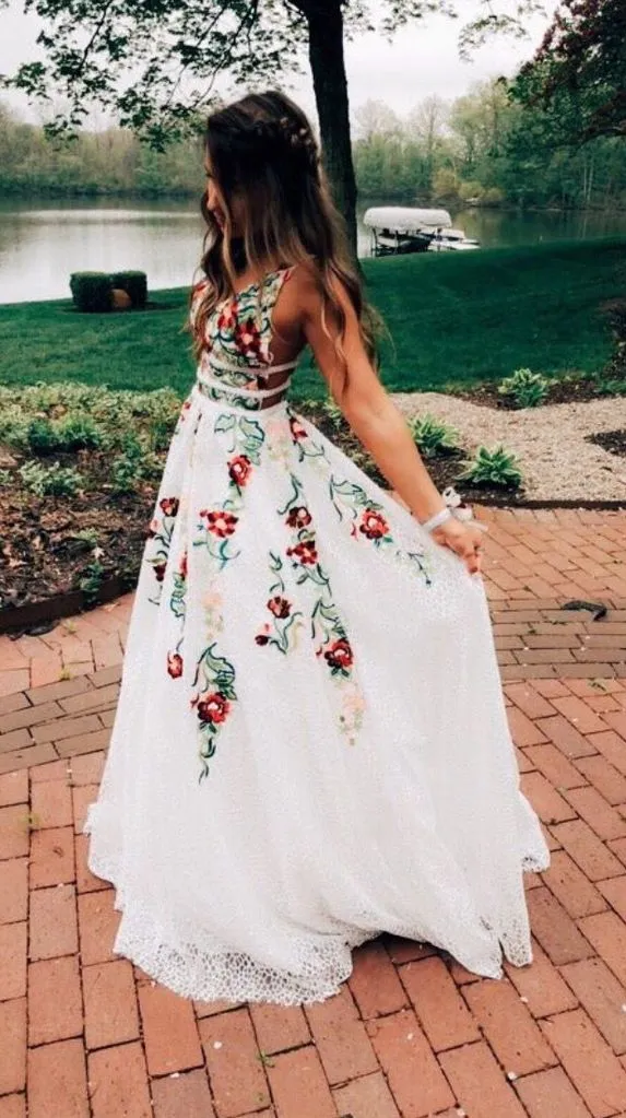 Floral Prom Dress, Formal Ball Dress, Evening Dress, Dance Dresses, School Party Gown, PC0821