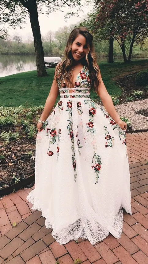 Floral Prom Dress, Formal Ball Dress, Evening Dress, Dance Dresses, School Party Gown, PC0821