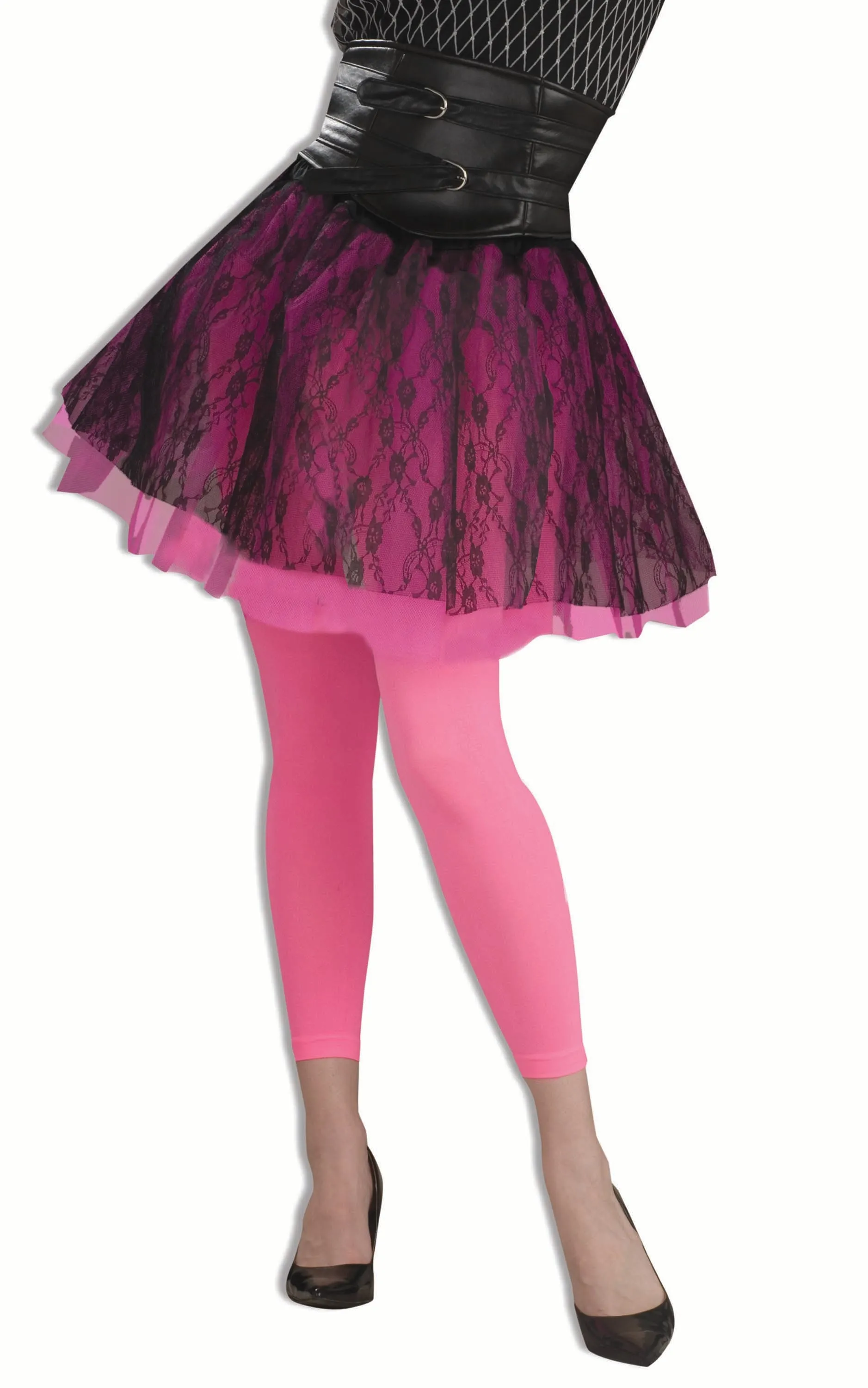 Footless Tights-Neon Green & Neon Pink