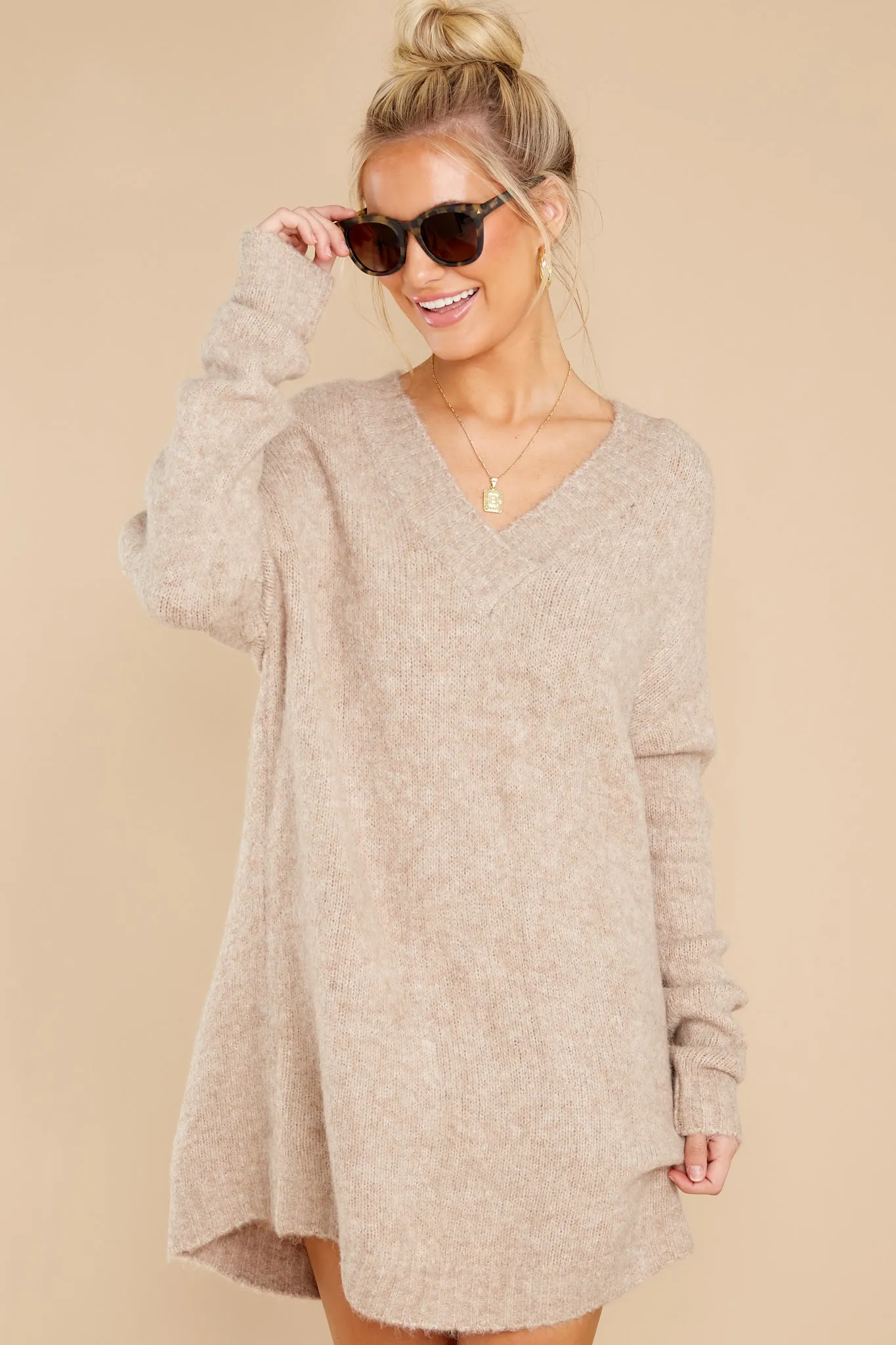 Forever In Love Oatmeal Tunic Sweater