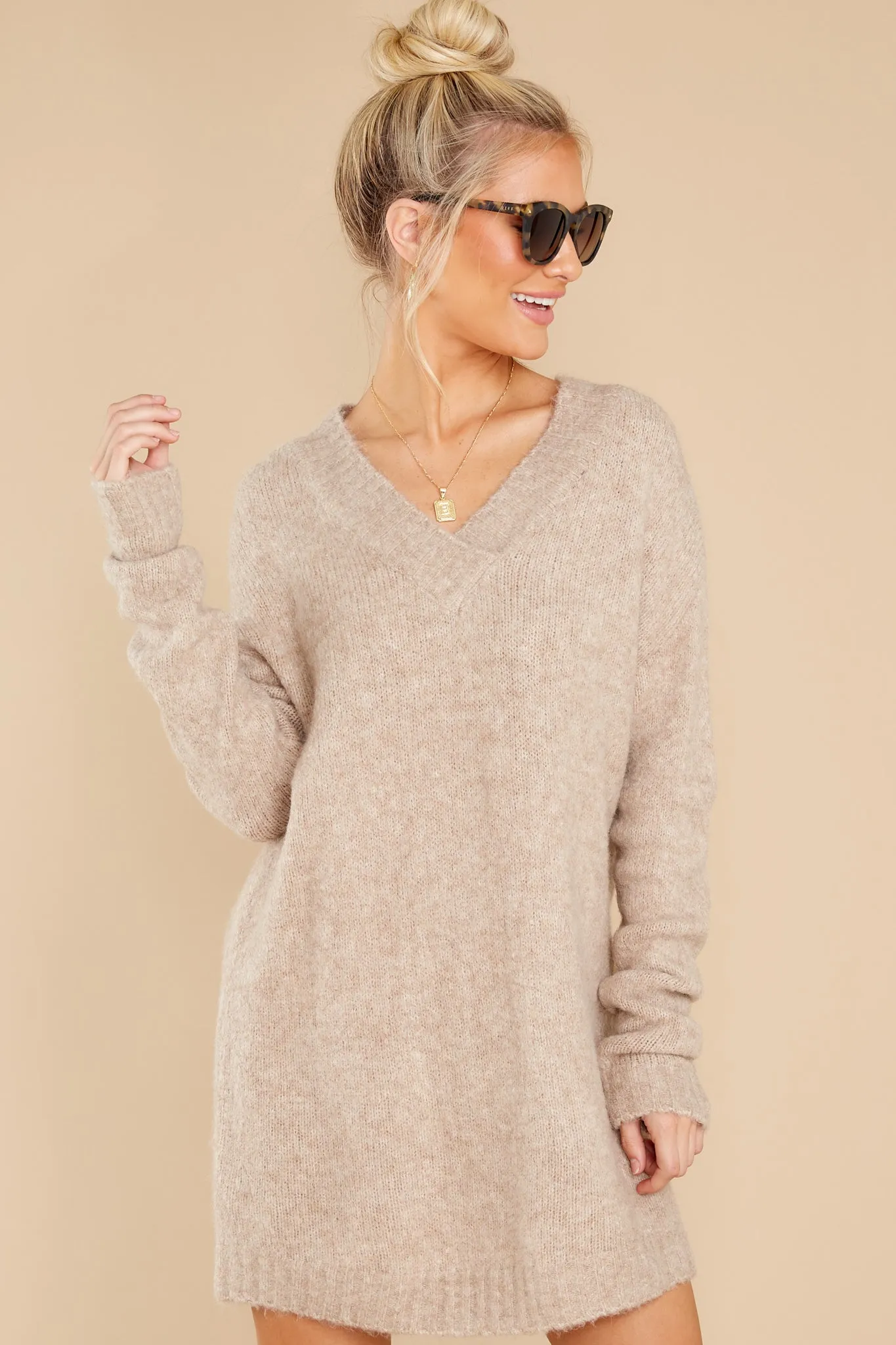 Forever In Love Oatmeal Tunic Sweater