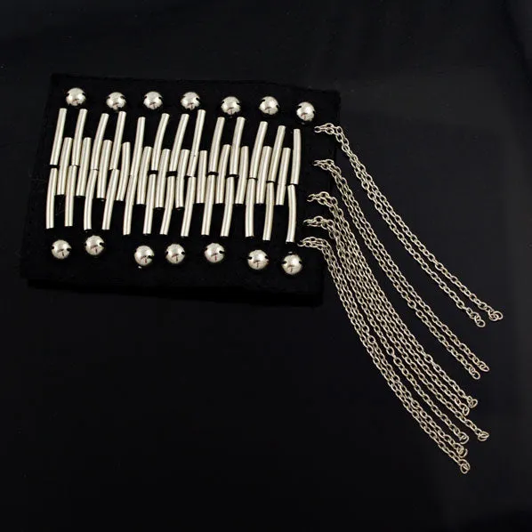 Fringed Rectangle Epaulet with Metal Tubes