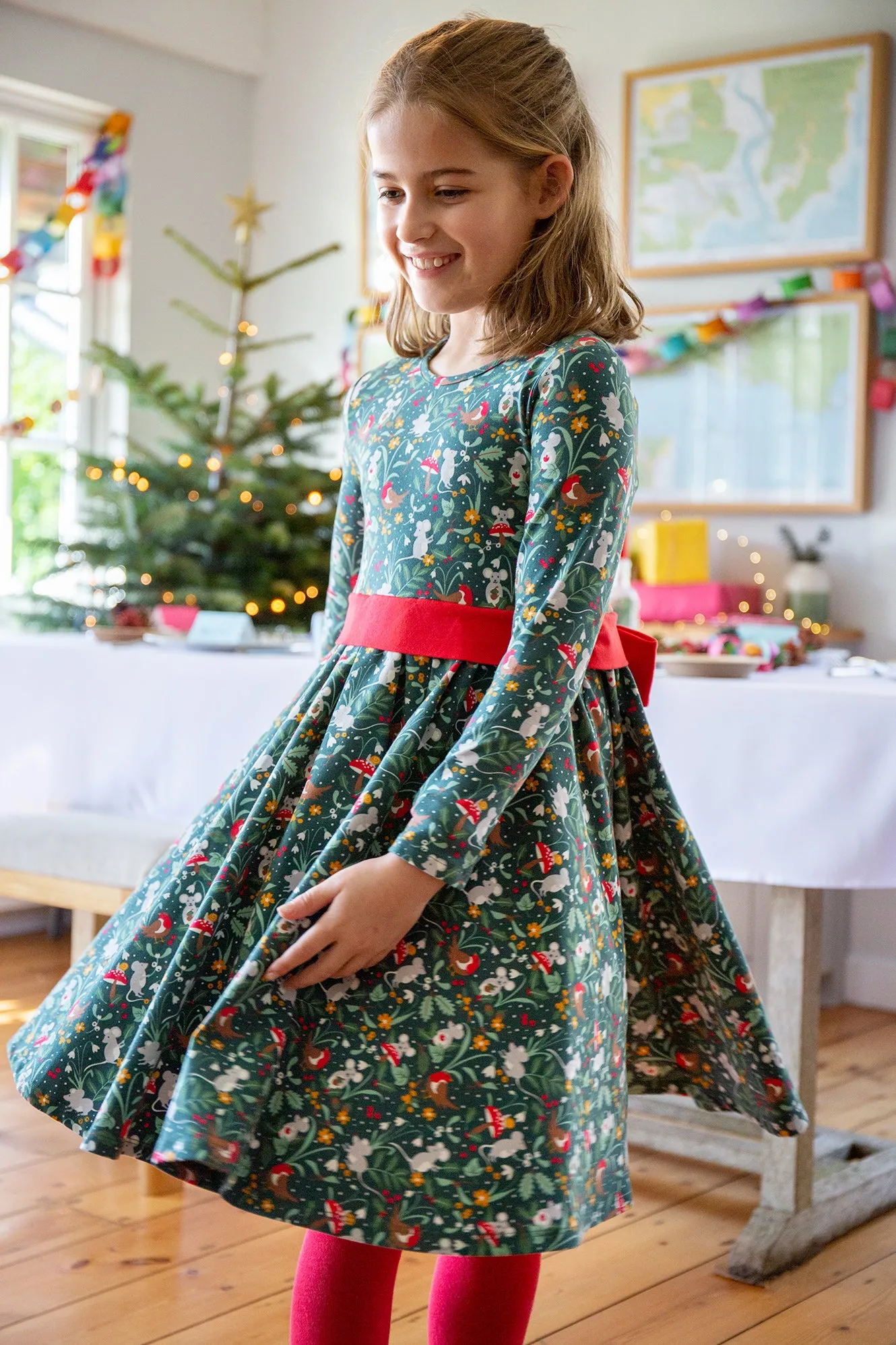 Frugi Party Skater Dress, Festive Friends