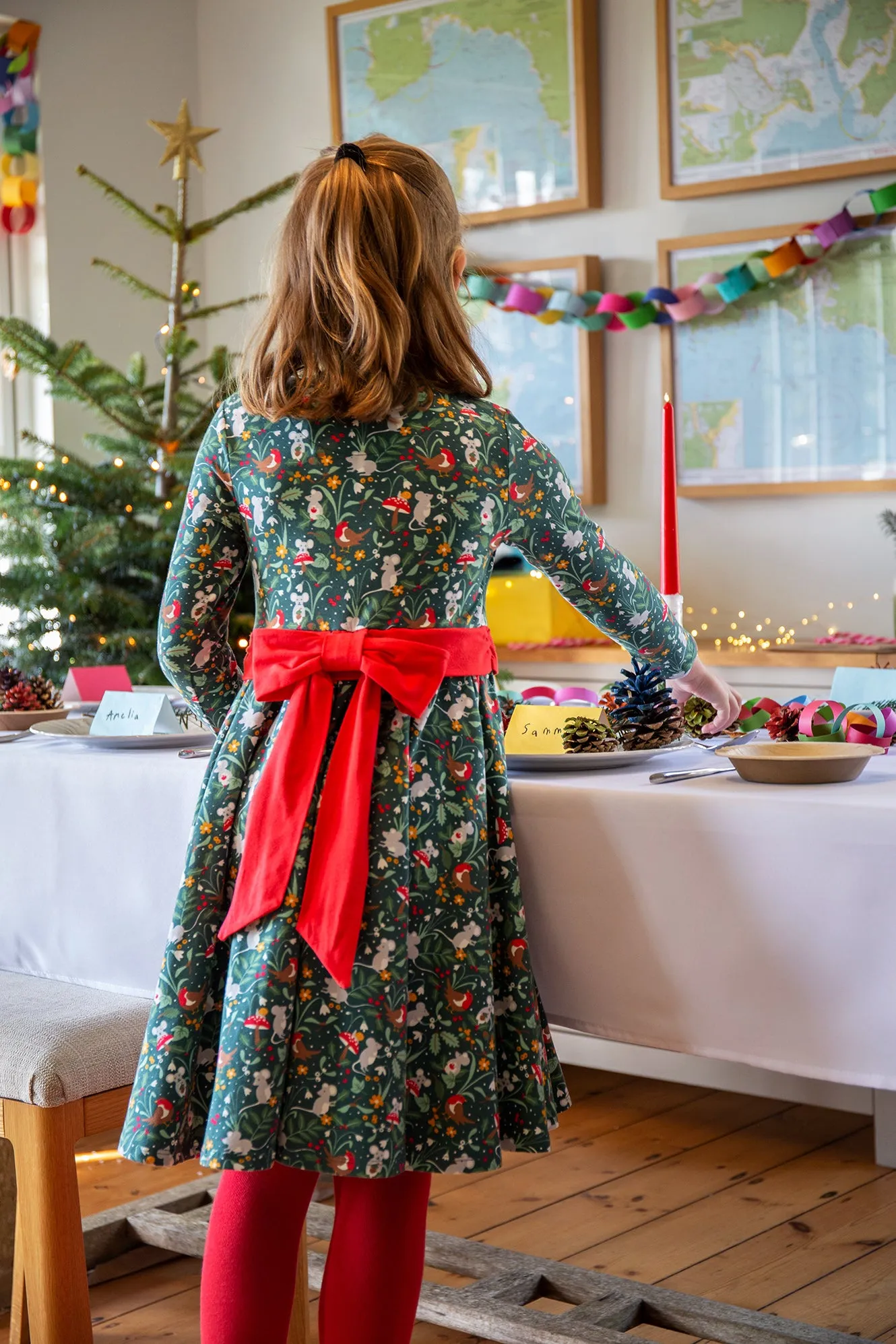 Frugi Party Skater Dress, Festive Friends