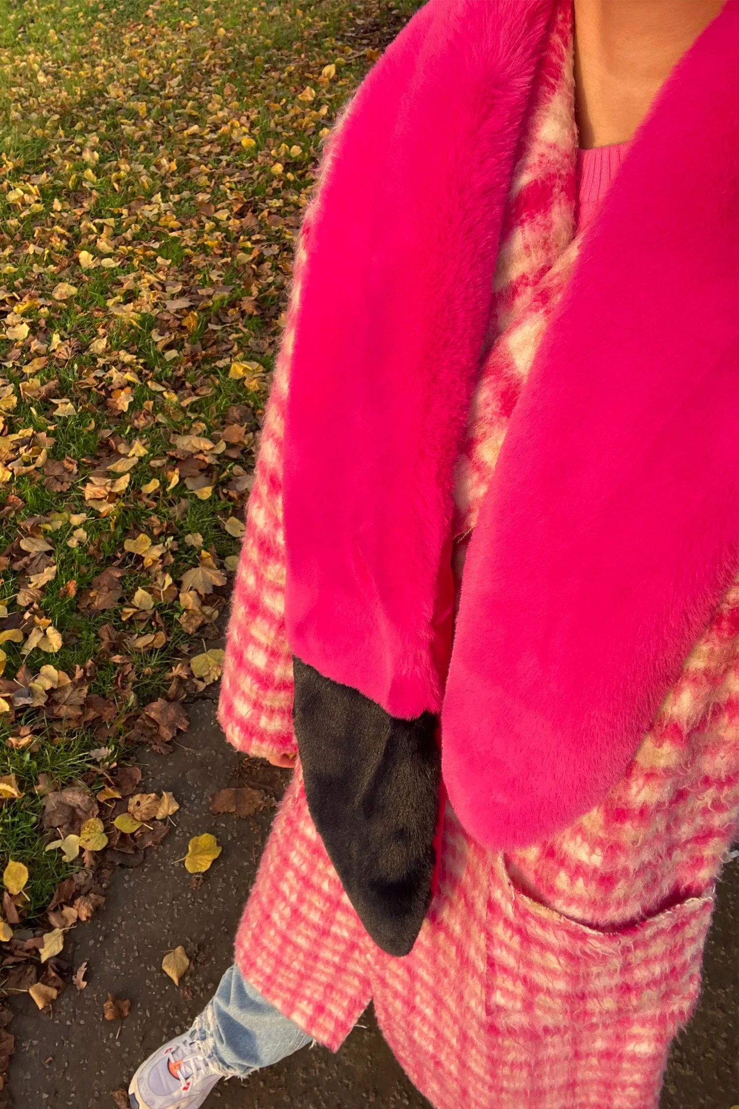 Fuchsia and Navy Fur Scarf