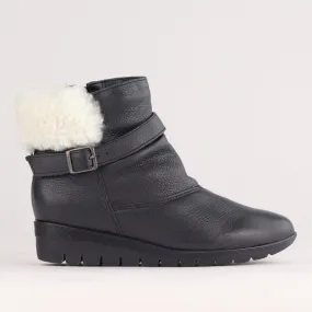 Fur Collar Ankle Boot in Black – 12460