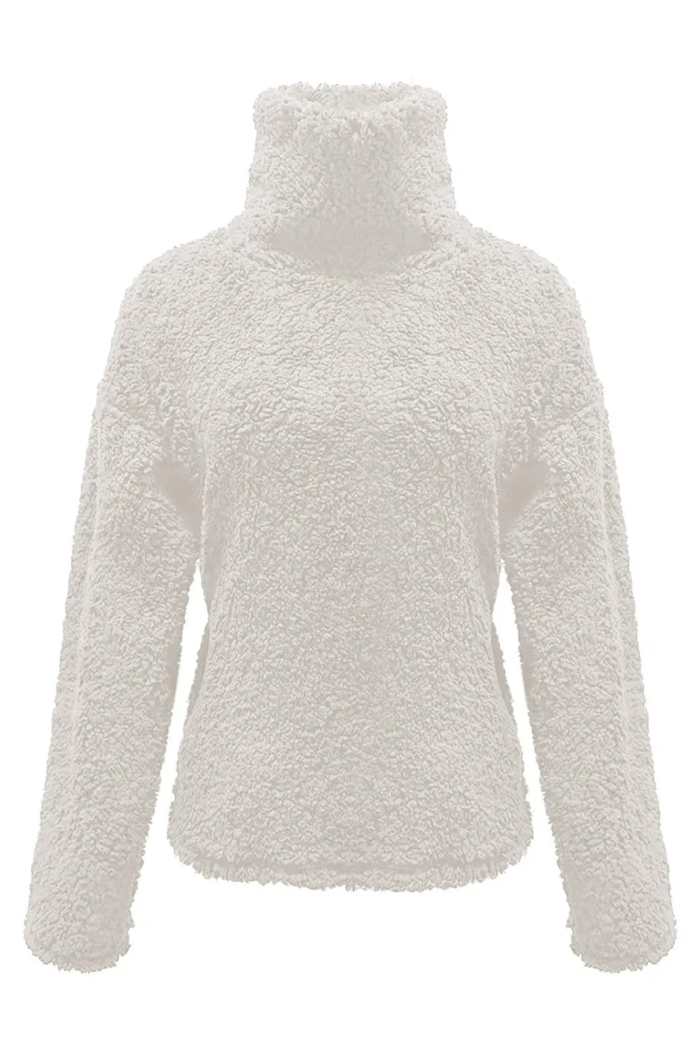 Fuzzy Turtleneck Long Sleeve Sweatshirt