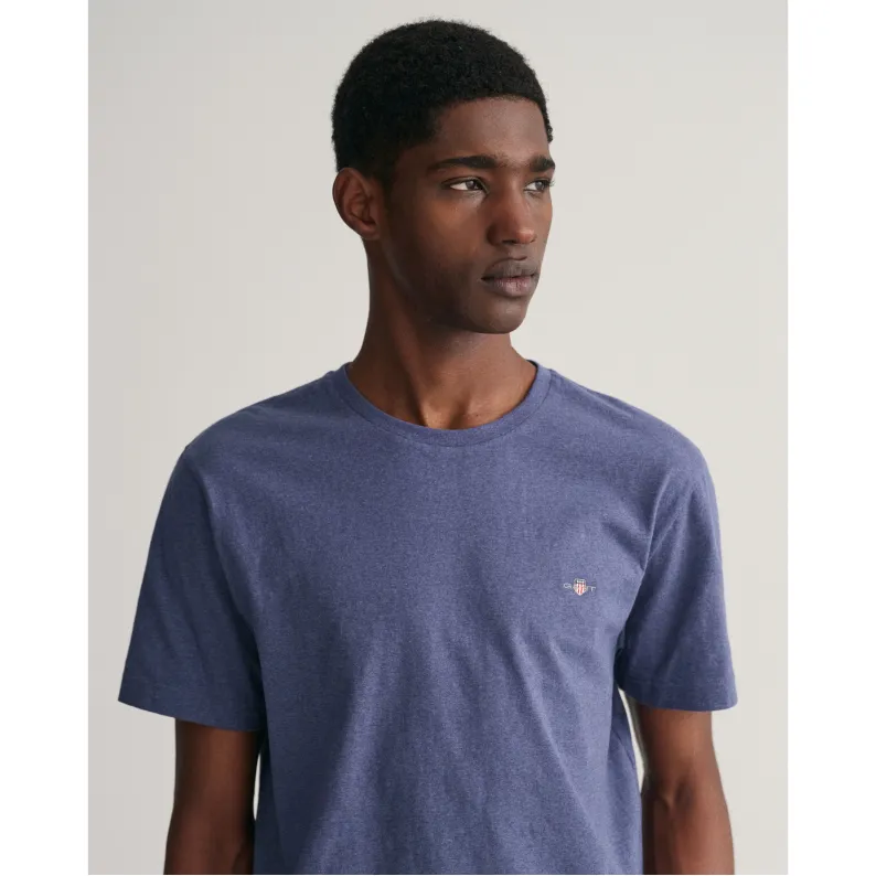 GANT Pure Cotton Regular Fit Shield T-Shirt 2003184 Dark Jeansblue Melange