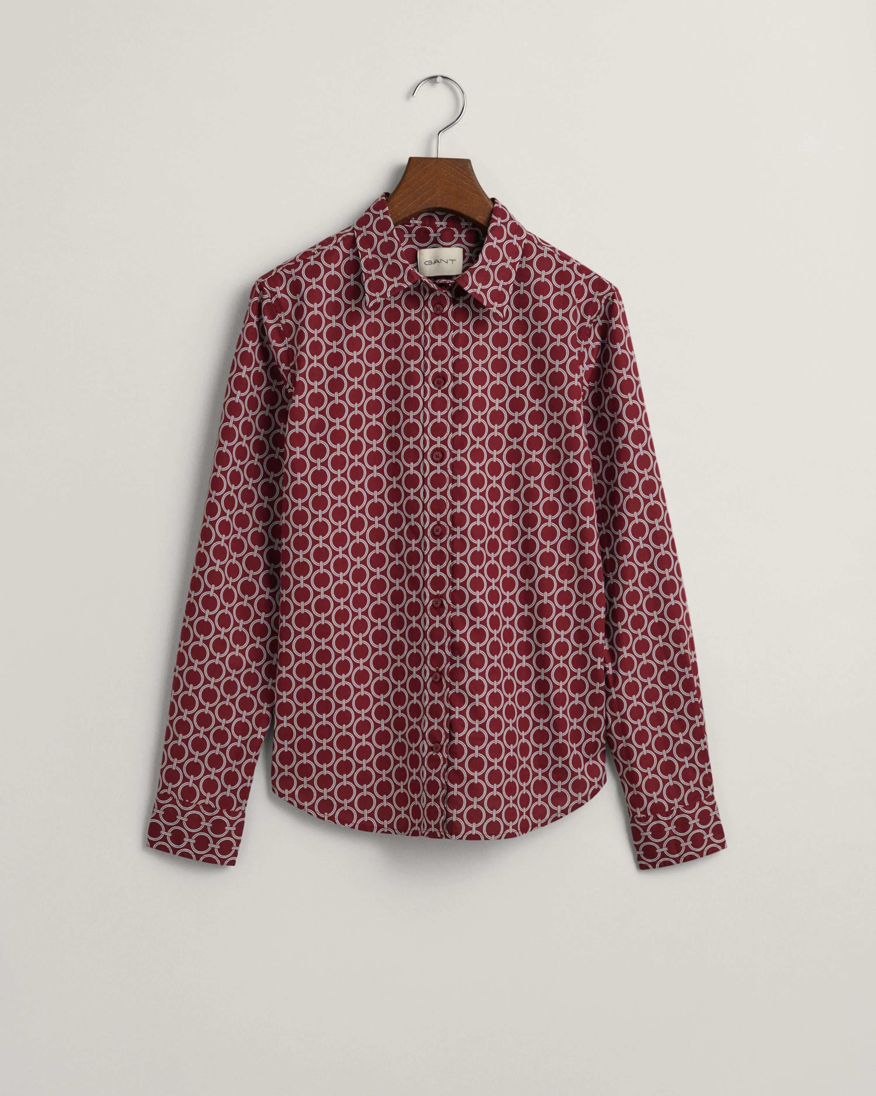 GANT Regular Fit Geometric Cotton Voile Shirt 0249 Plumped Red