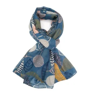 Geo Leaves Scarf Denim