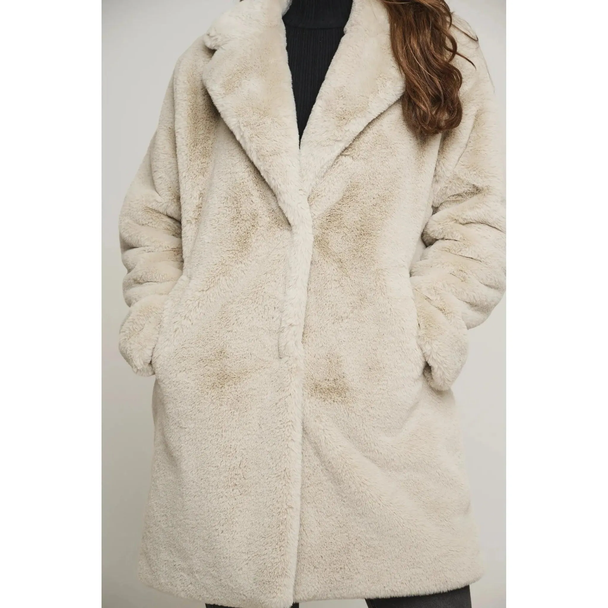 Geppe Midi Legnth Faux Fur Jacket Birch