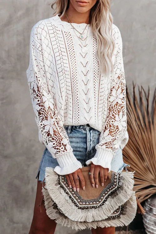 Get The Look Lace Hollow-Out Knit Sweater