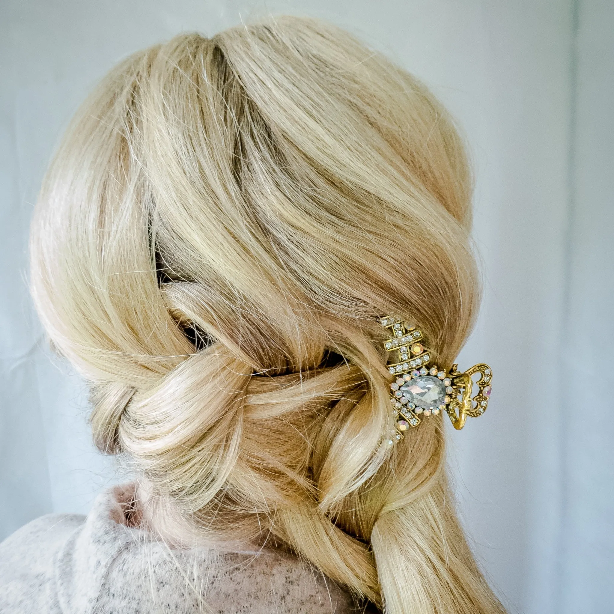 Gold Hair Clamp with Rhinestone