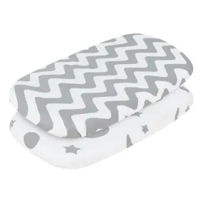 Gray/White Chevron & Moon Stars 2 Pack Bassinet Sheet Set