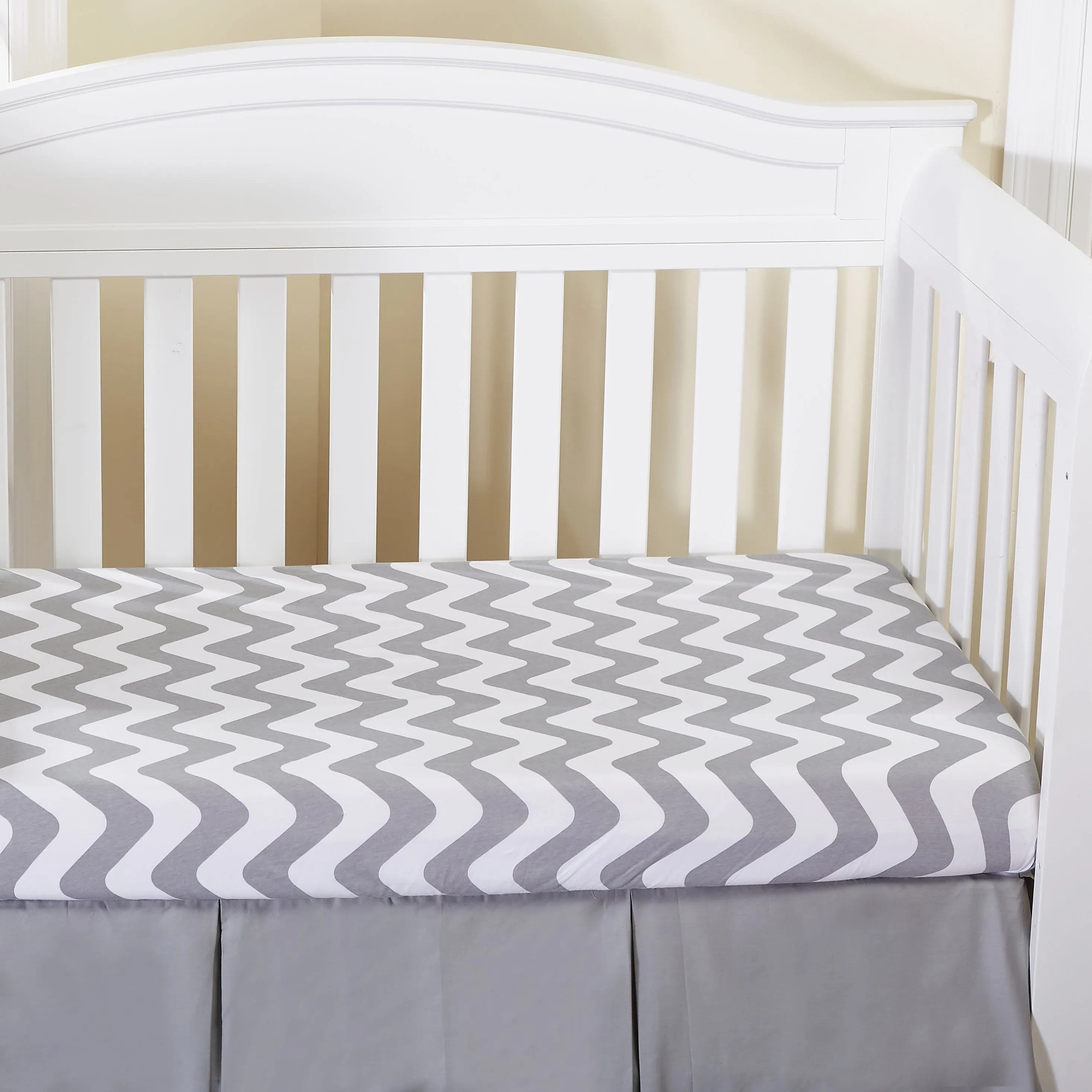 Gray/White Chevron & Moon Stars 2 Pack Crib Sheet Set