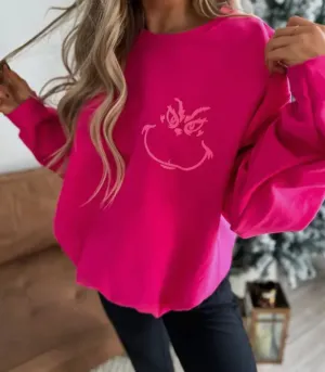 Grinch Crewneck-Pink