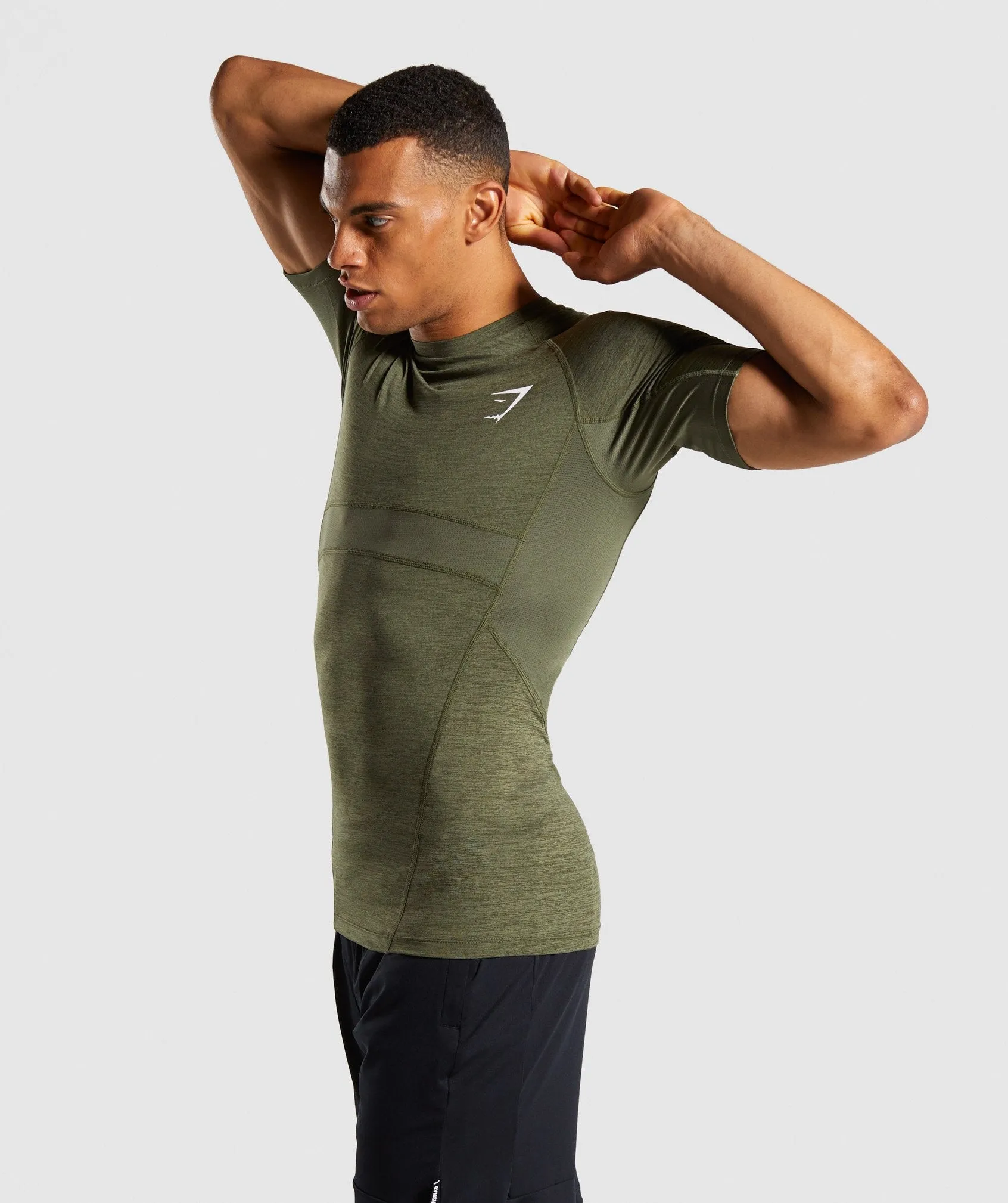 Gymshark Element  Baselayer T-Shirt - Dark Green Marl