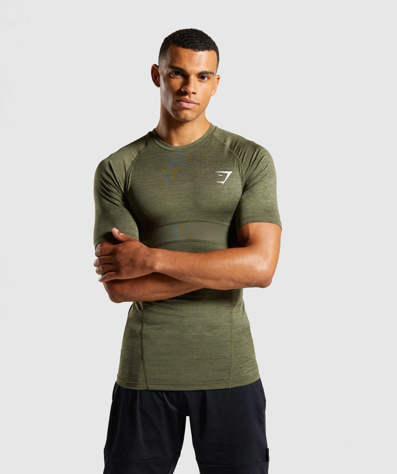 Gymshark Element  Baselayer T-Shirt - Dark Green Marl