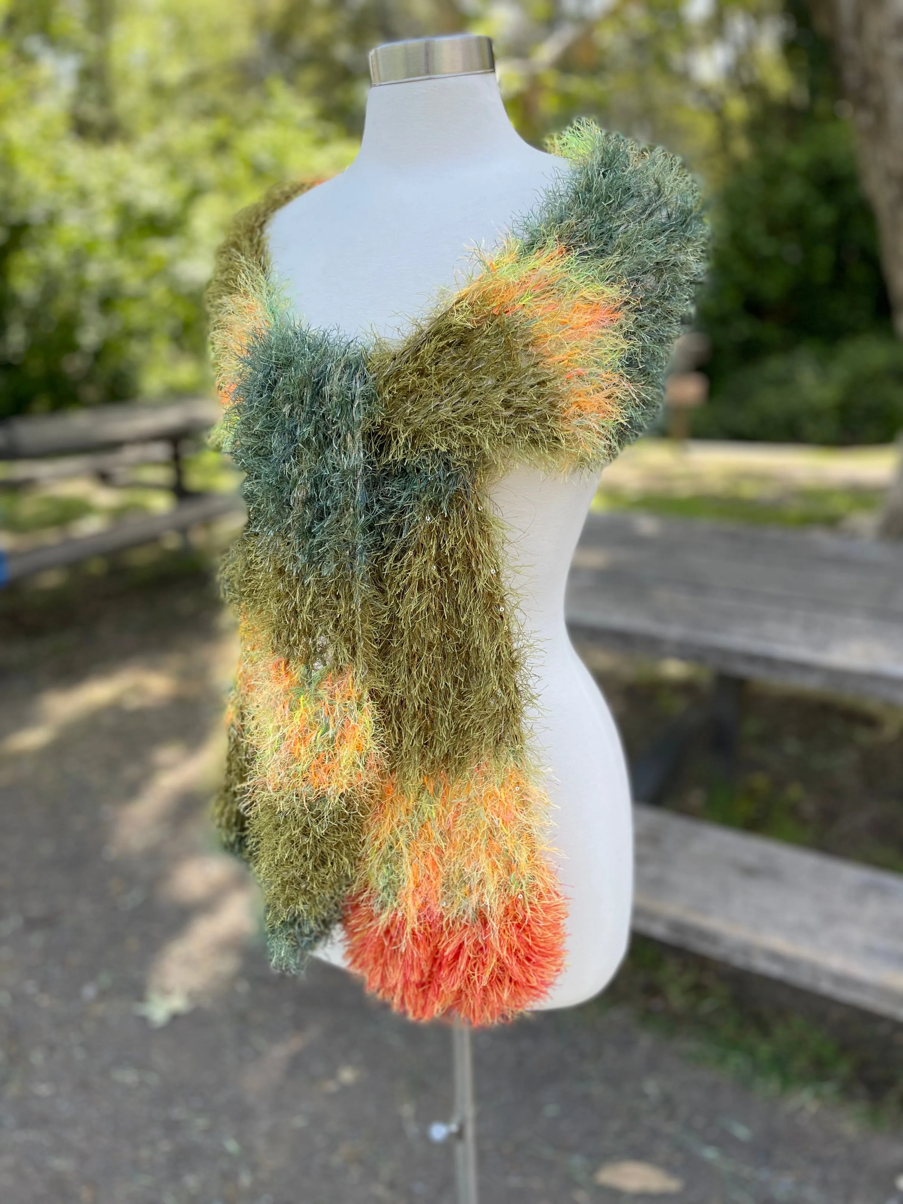 Handmade Knitted Scarf for Women, Soft Eyelash Fur