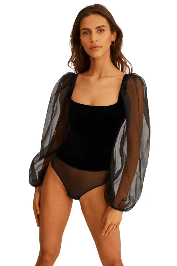 Hazy Line Bodysuit - Black