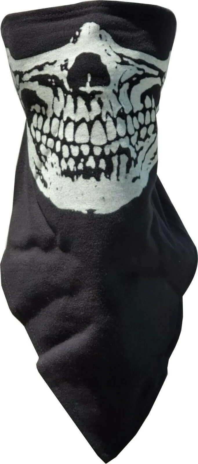 HL80304SKULL Face Mask Black Cotton Skull Bandana Biker Facemask Triangle Headband Neck Ride Scarf