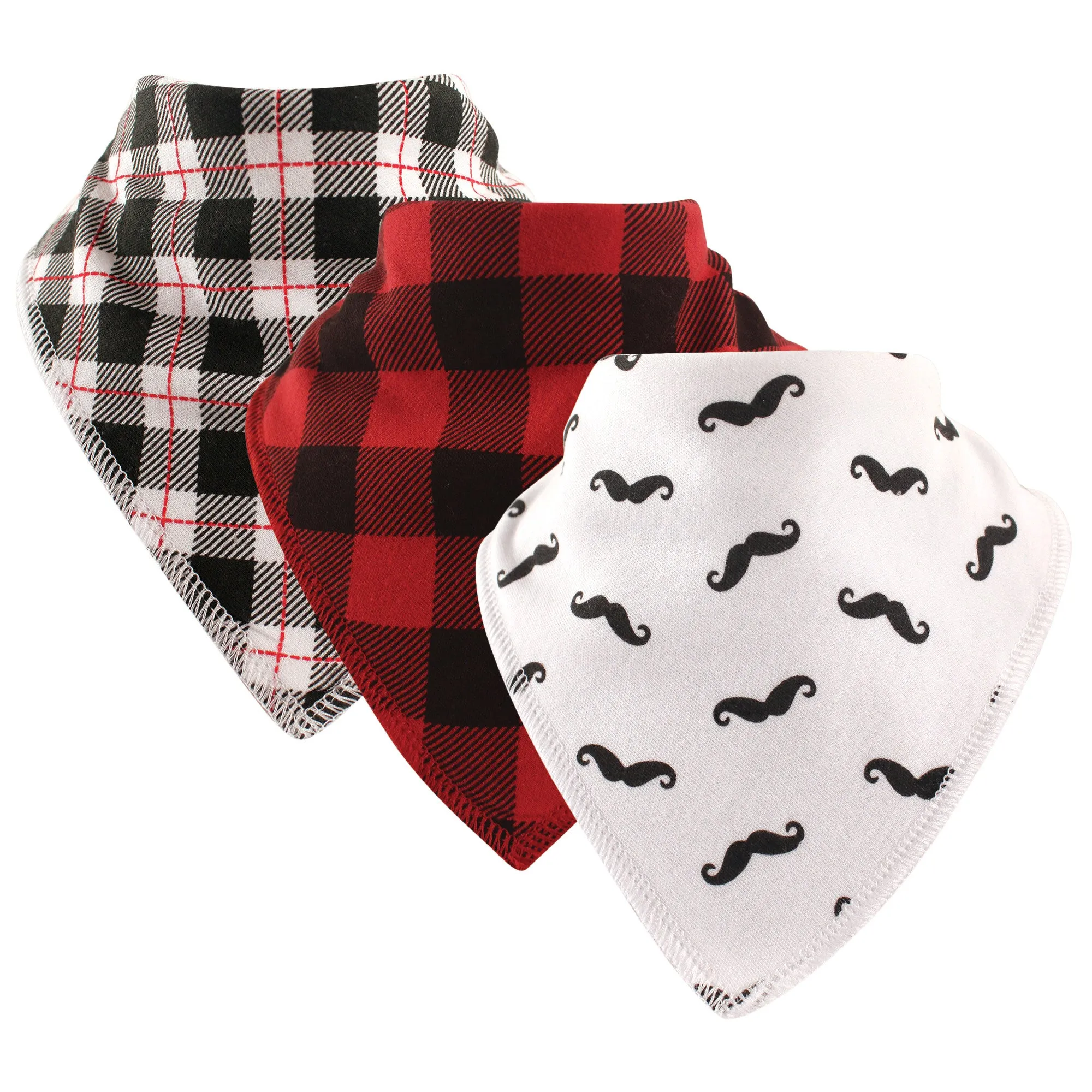 Hudson Baby Cotton Fleece Bandana Bibs, Mustache