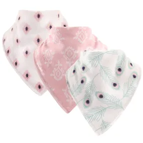 Hudson Baby Cotton Fleece Bandana Bibs, Peacock