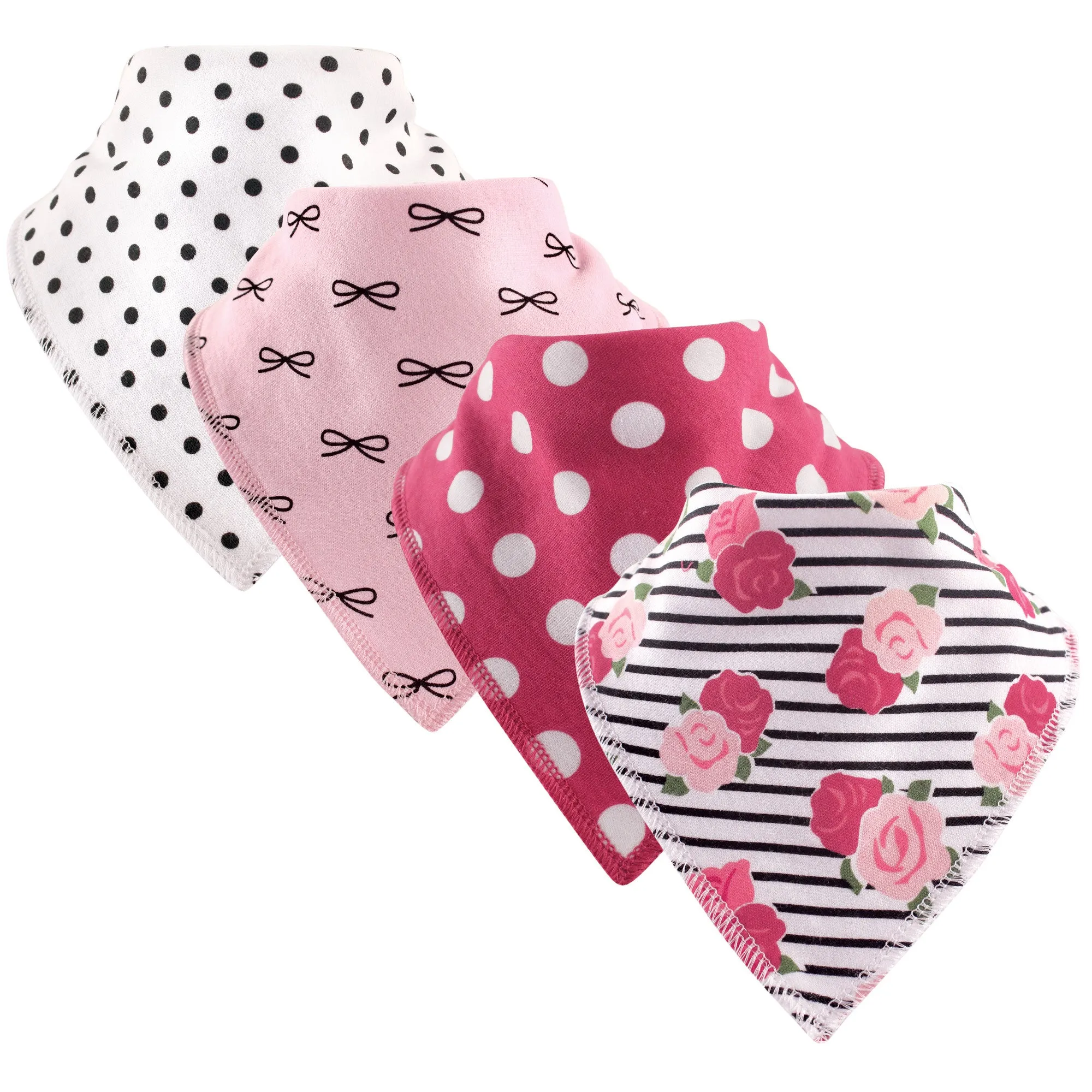 Hudson Baby Cotton Fleece Bandana Bibs, Rose