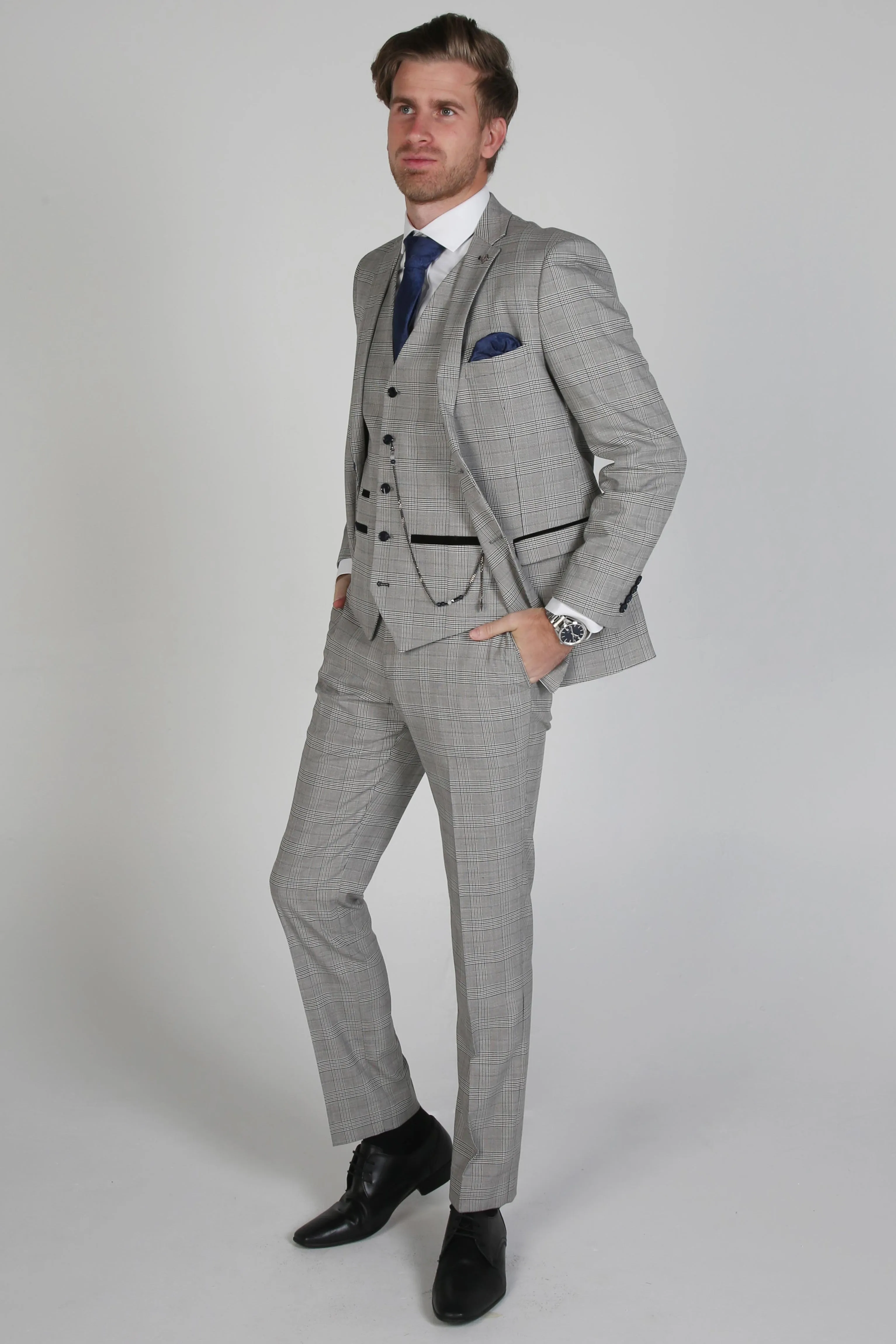 Hugo Grey Check Three Piece Suit