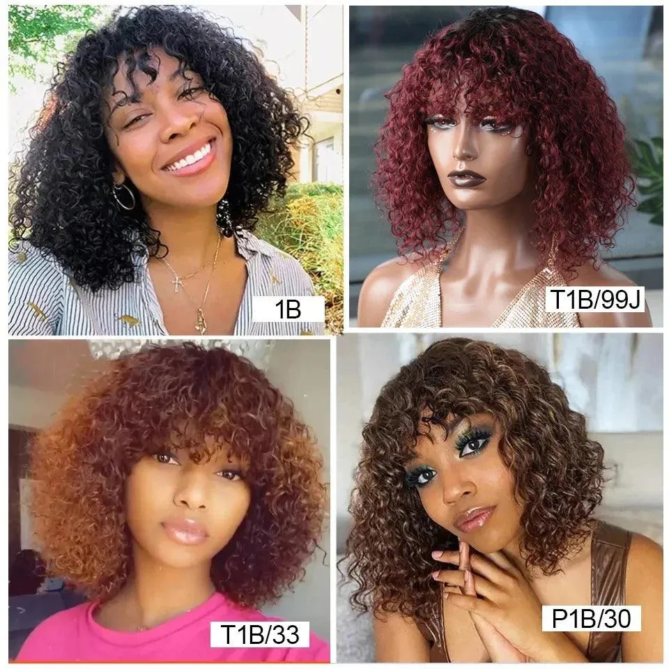 Jerry Curly Pixie Cut Bob Human Hair Wig: Stylish Red Ombre Gradient